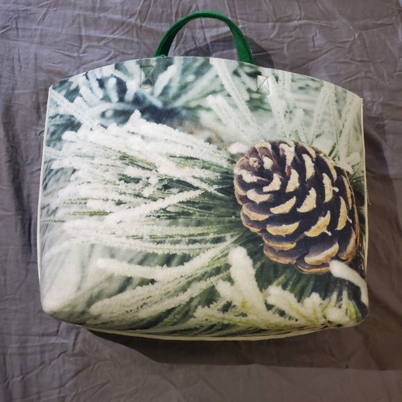 Winter Pinecone Handbag Heavy Felt Tote Large Handbag - Picture 1 of 4